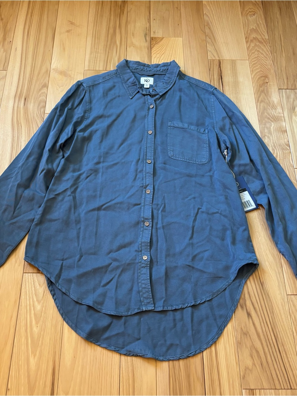 NEW Tentree Women’s Fernie Long Sleeve Button Up Blue Mirage Shirt